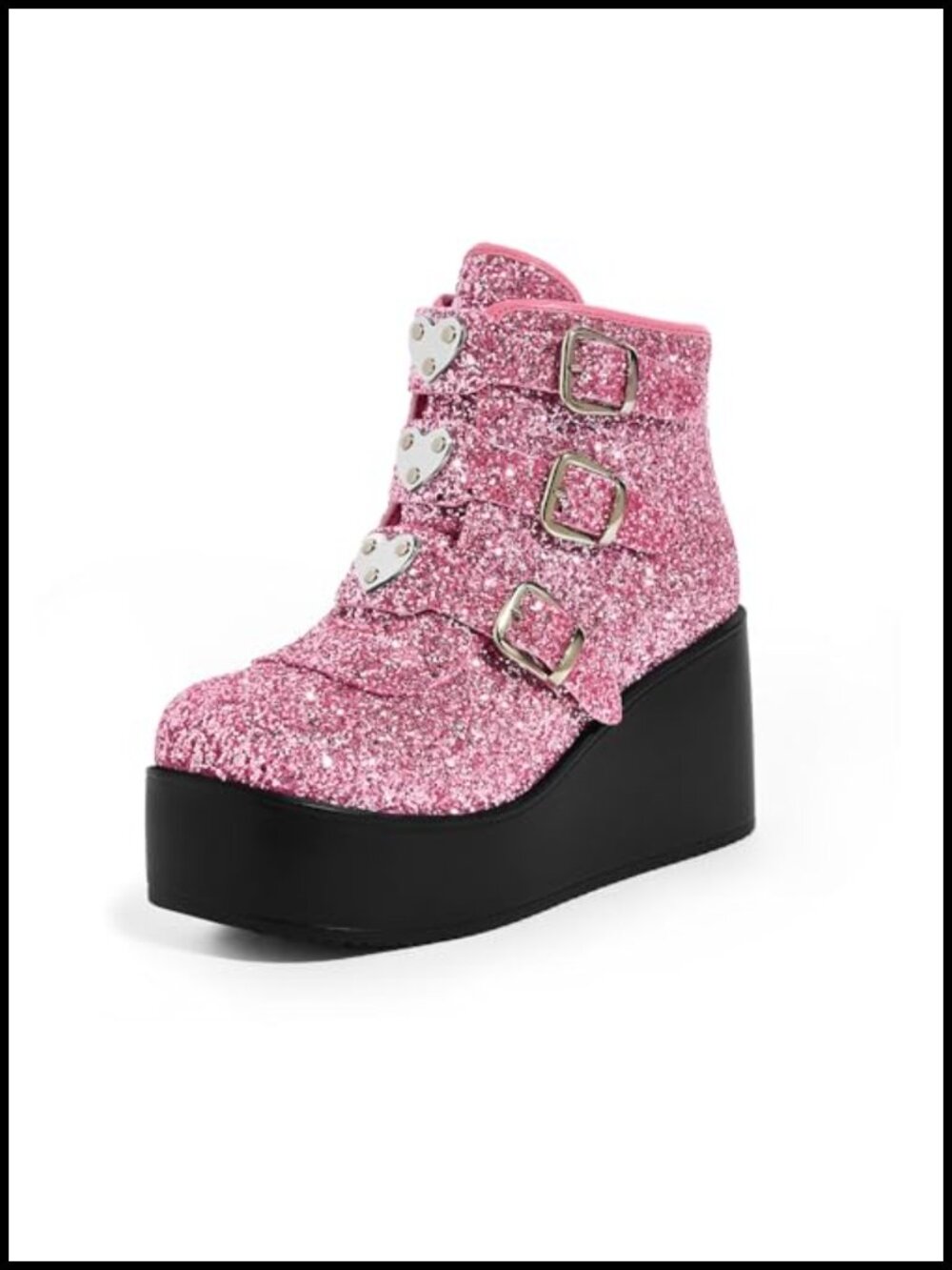 Platform Chunky Ankle Boots Wedges Lace-Up Zipper Buckle Glitter Gothic Rave
